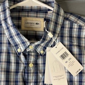 Lacoste Men's Blue Plaid Slim Fit Shirt